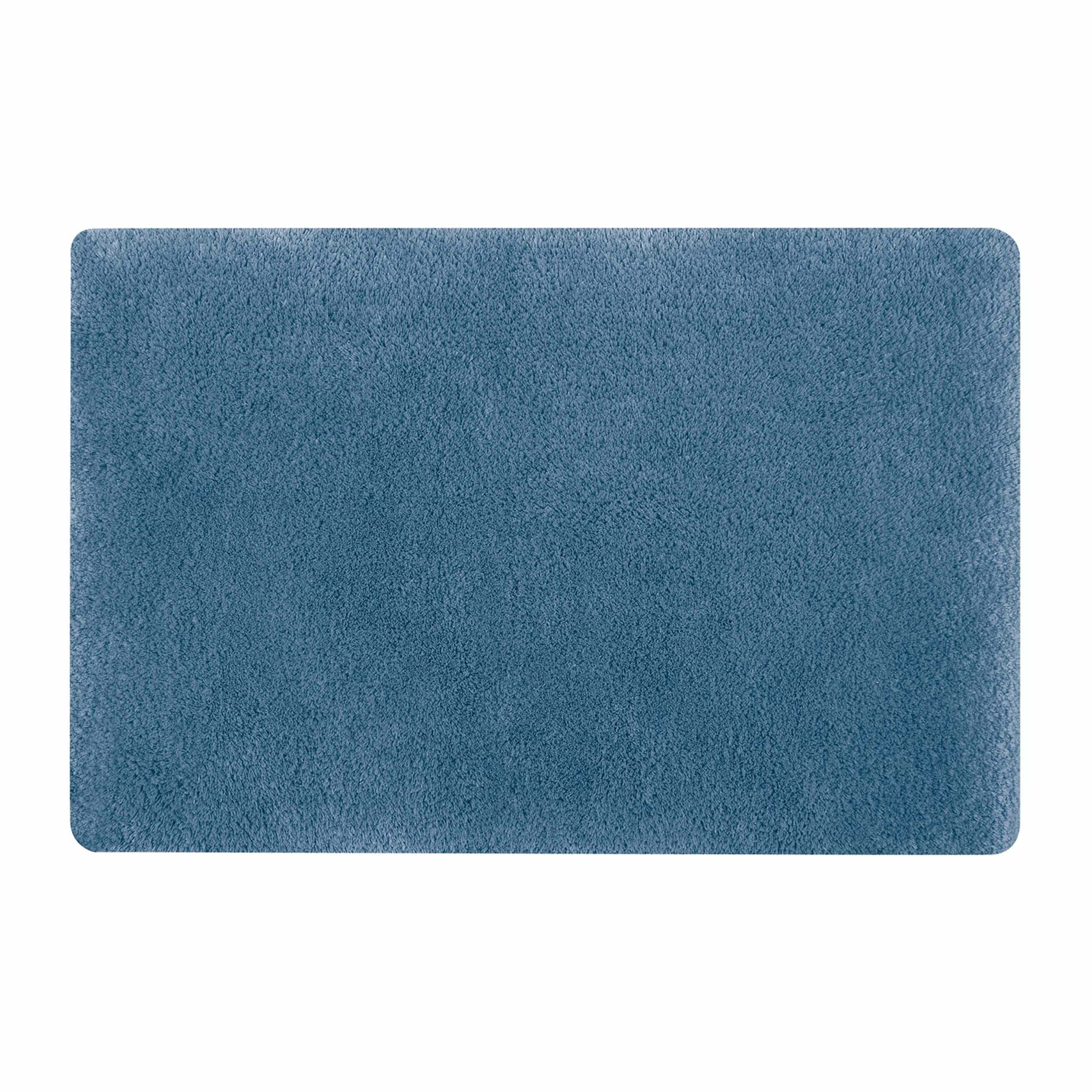 Spirella badkamer vloer kleedje-badmat tapijt hoogpolig en luxe uitvoering blauw 50 x 80 cm