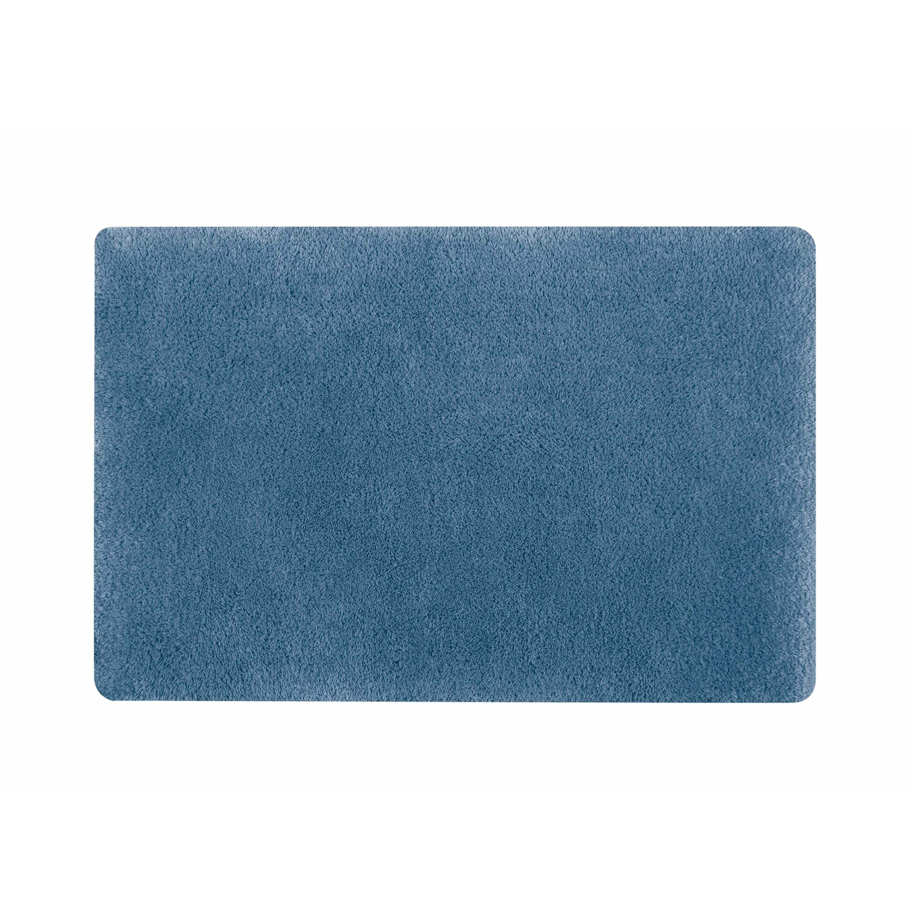 Spirella badkamer vloer kleedje-badmat tapijt hoogpolig en luxe uitvoering blauw 60 x 90 cm