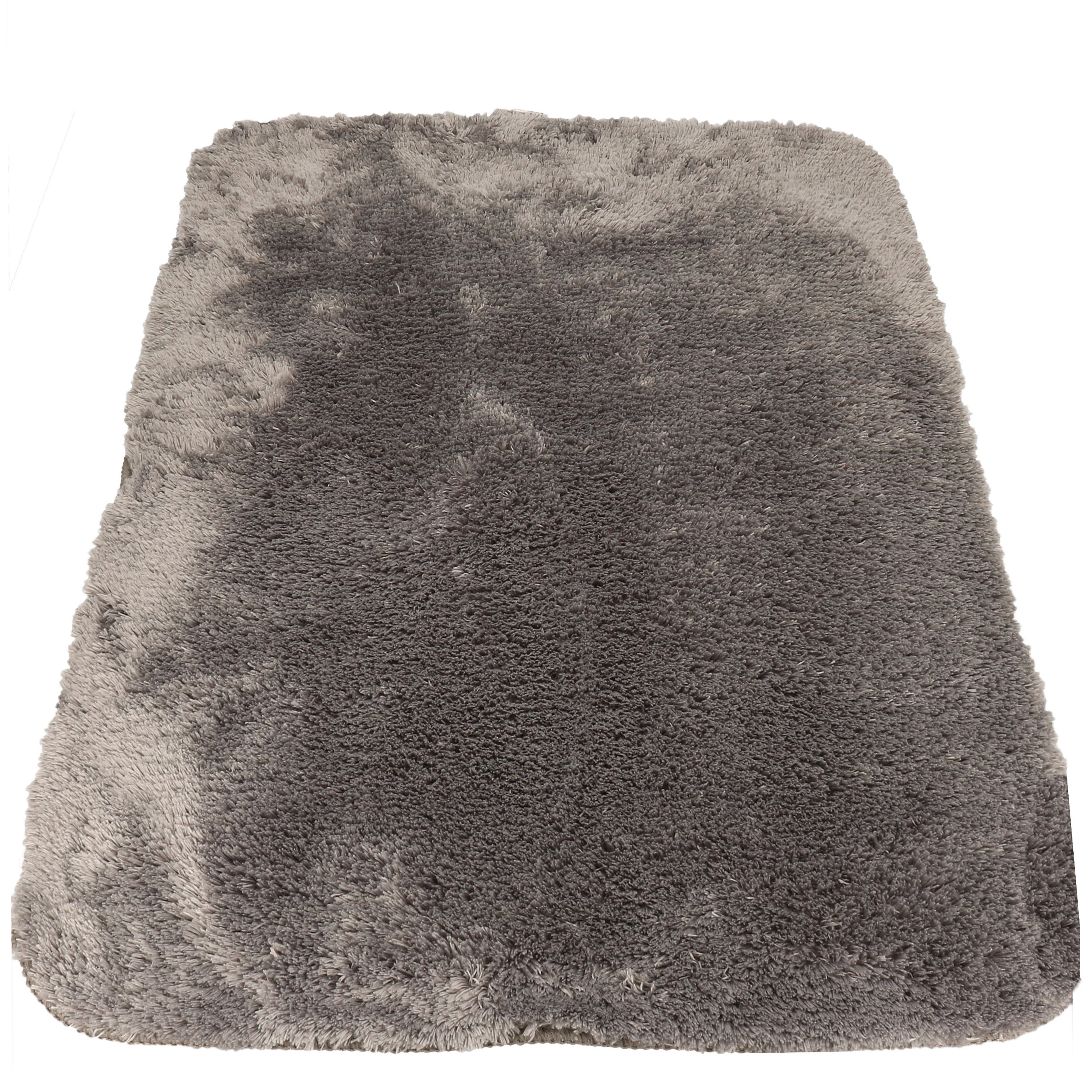 Spirella badkamer vloer kleedje-badmat tapijt hoogpolig en luxe uitvoering grijs 60 x 90
