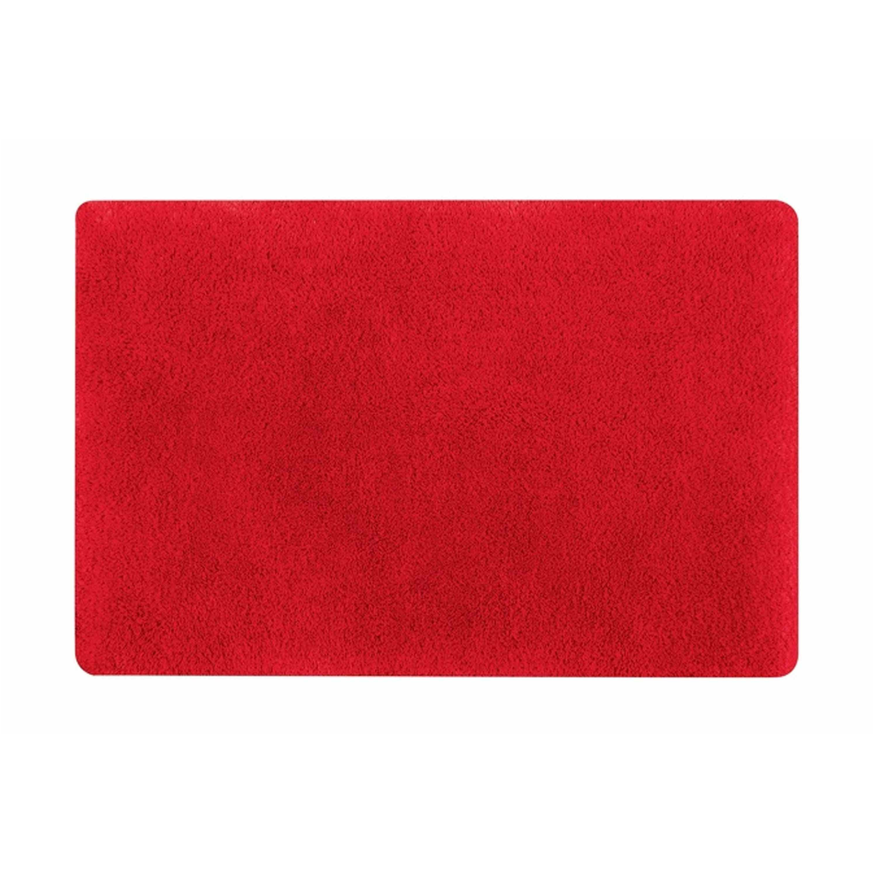 Spirella badkamer vloer kleedje-badmat tapijt hoogpolig en luxe uitvoering rood 50 x 80