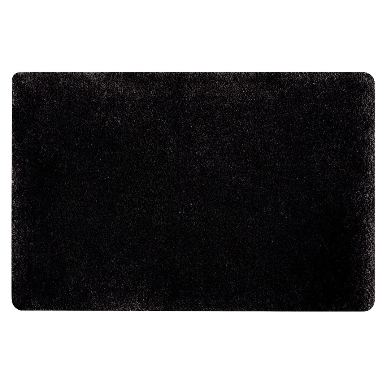 Spirella badkamer vloer kleedje-badmat tapijt hoogpolig en luxe uitvoering zwart 50 x 80