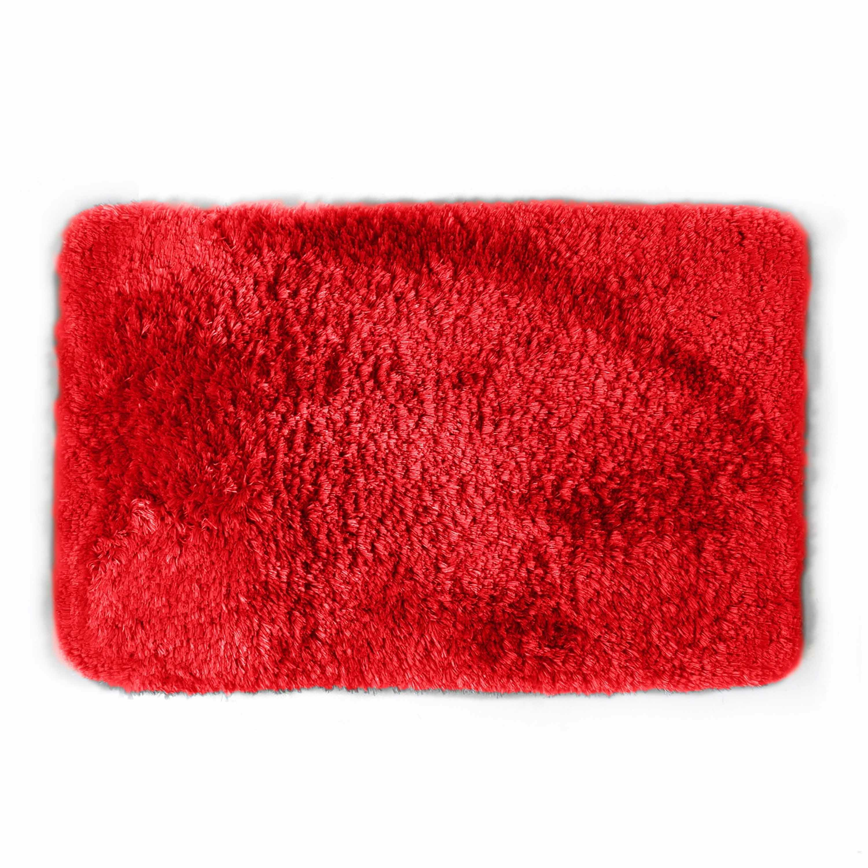 Spirella badkamer vloer kleedje-badmat tapijt hoogpolig luxe uitvoering rood 40 x 60 cm