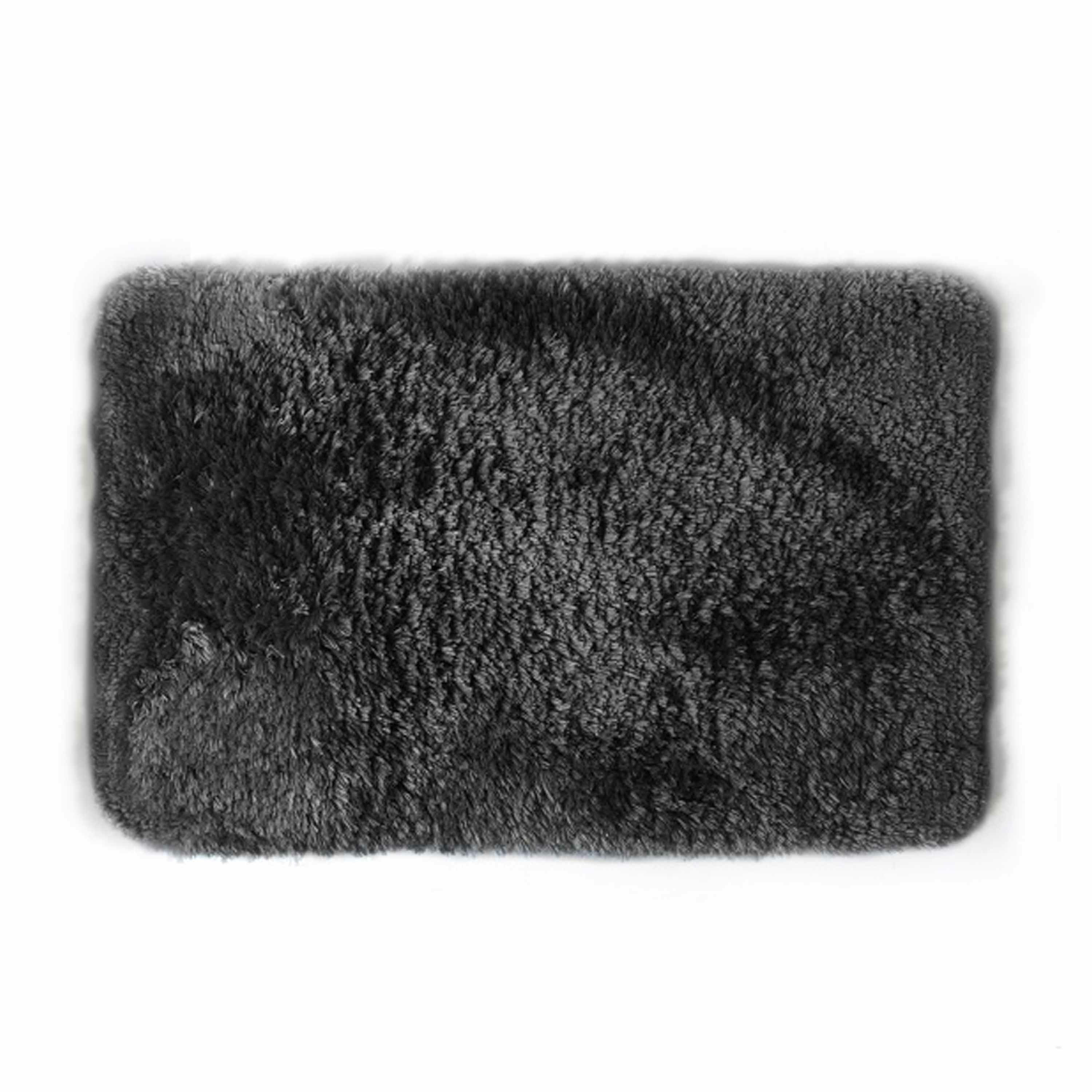 Spirella badkamer vloer kleedje-badmat tapijt hoogpolig luxe uitvoering zwart 40 x 60 cm