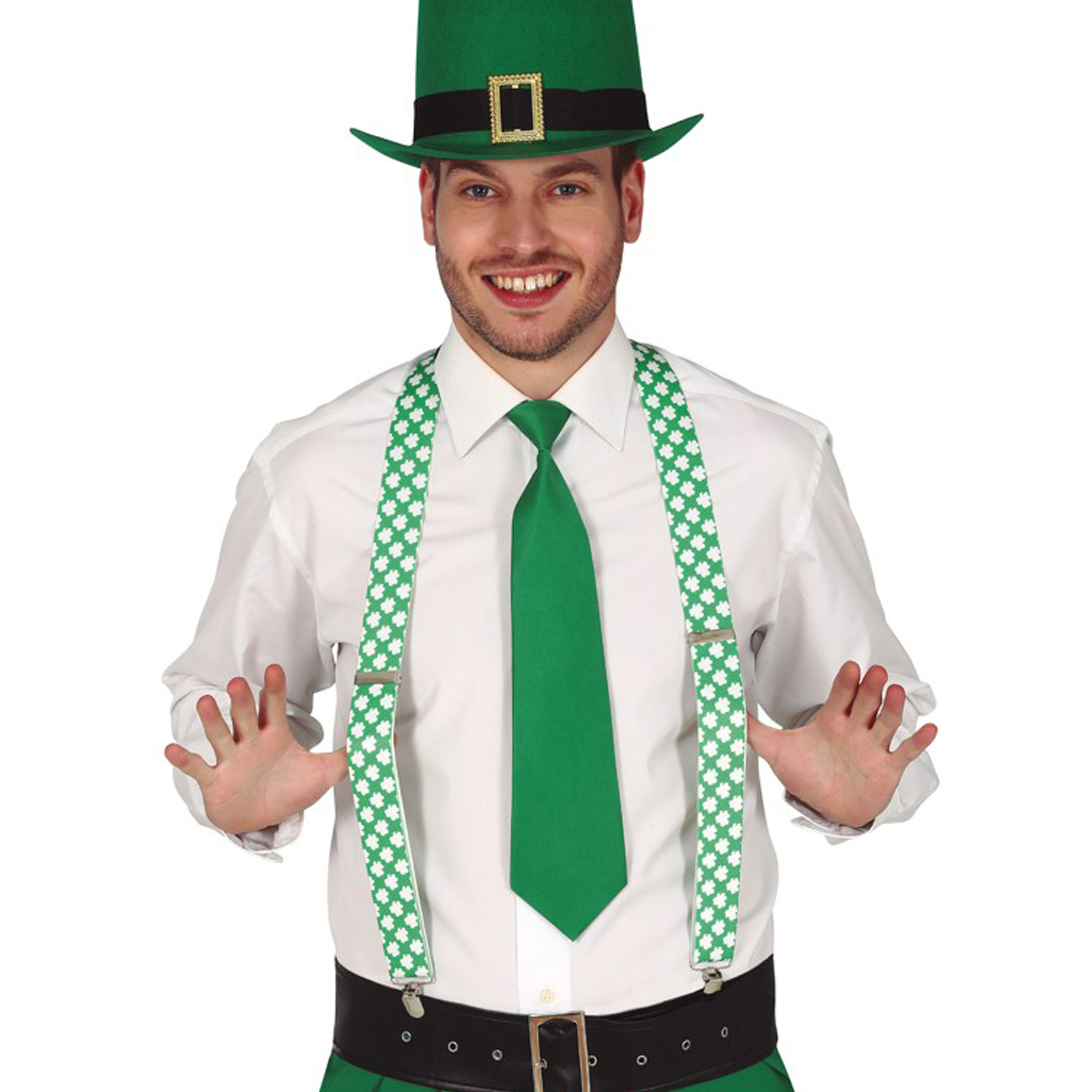 St. Patricks Day verkleed set bretels-stropdas-hoed groen volwassenen carnaval