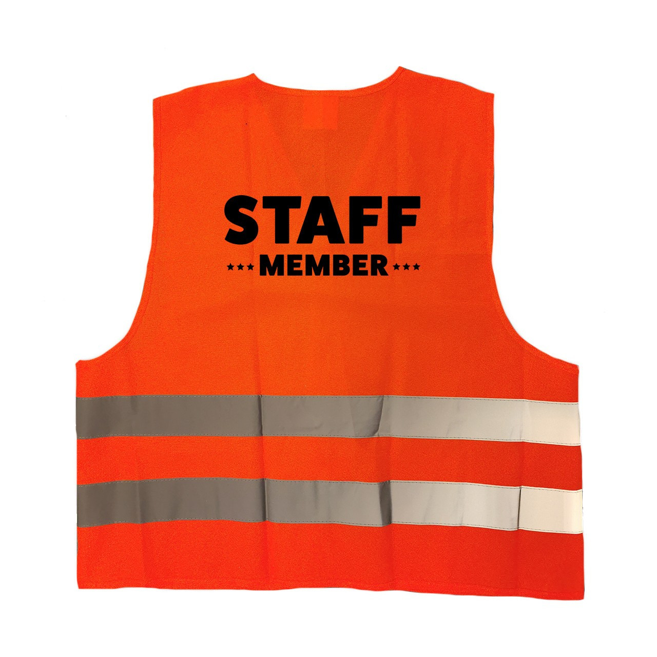staff member-personeel vestje-hesje oranje met reflecterende strepen voor volwassenen
