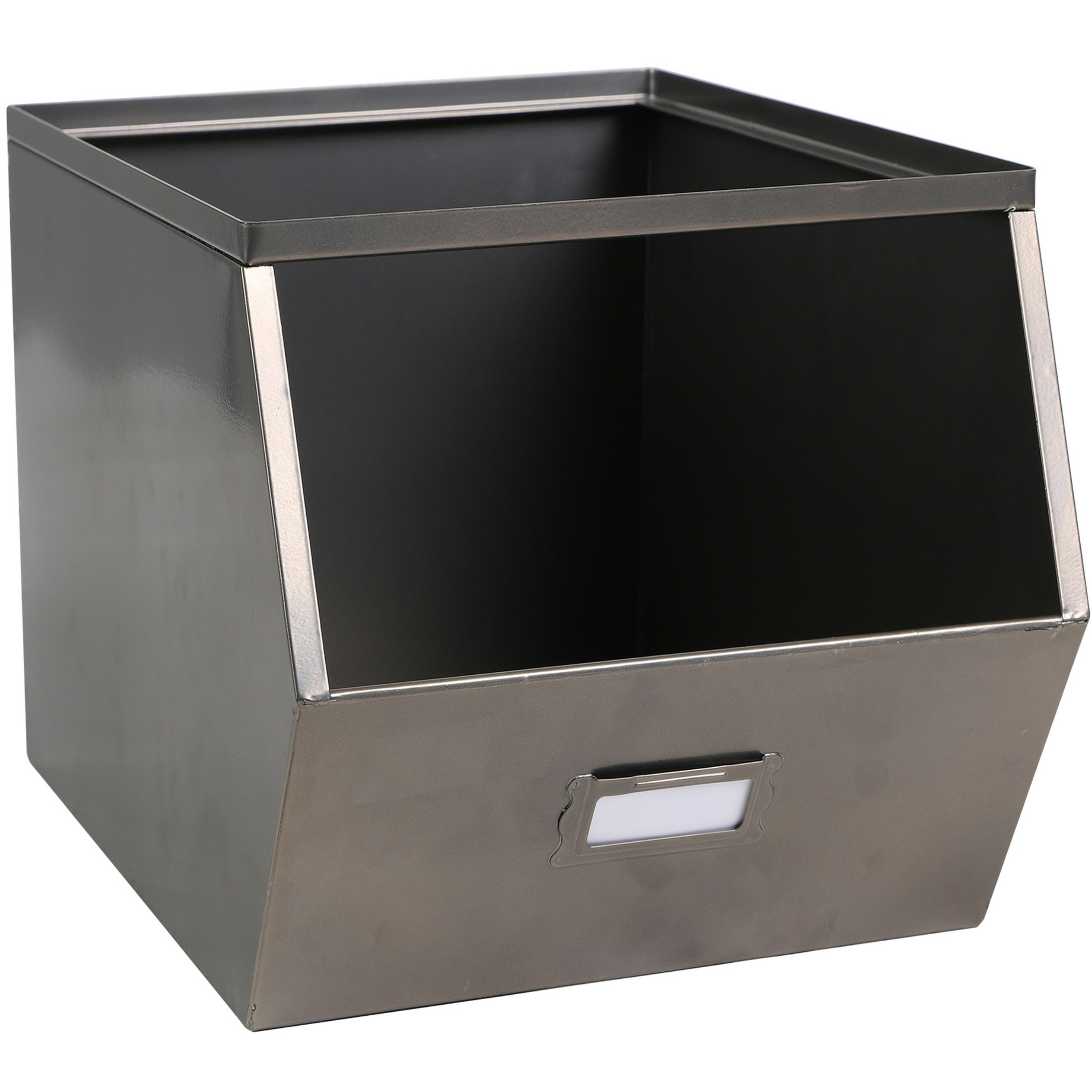 Stapelbare opbergmand Open Metal Box L23 x B32 x H21 cm metaal donkergrijs
