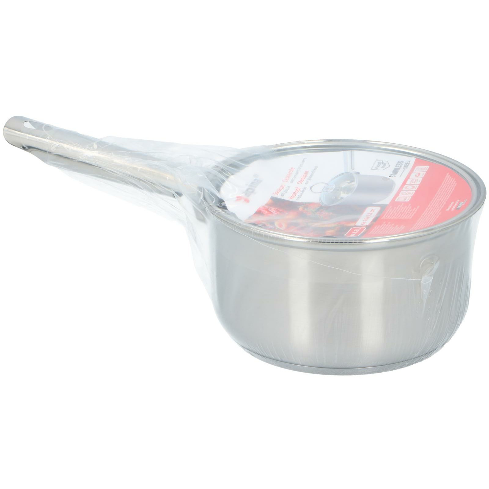 Steelpan-sauspan met deksel van glas Alle kookplaten geschikt zilver D16 x H9 cm rvs