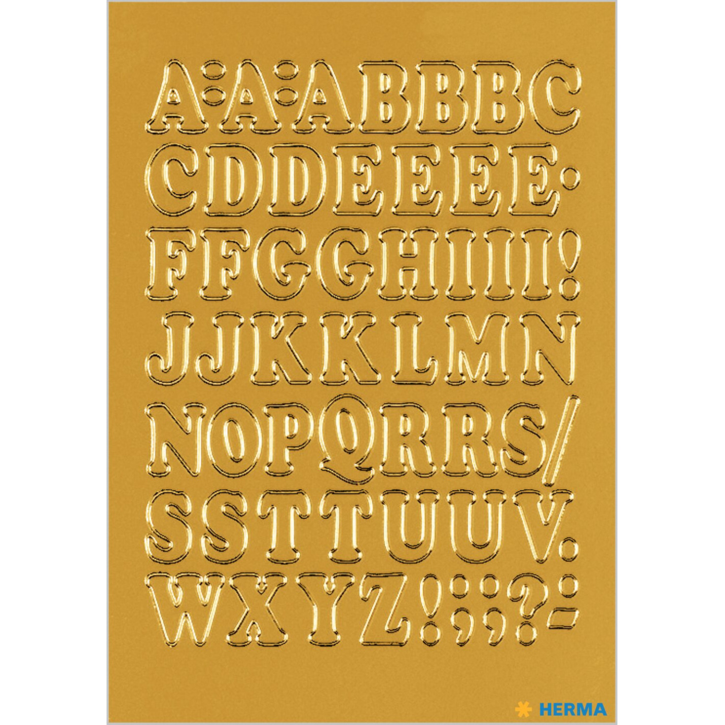 Stickervellen 54x plak letters alfabet A-Z goud-folie 12 mm