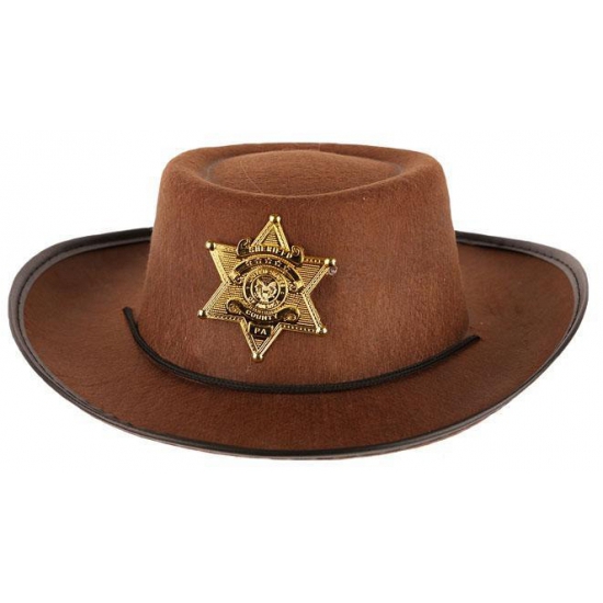 Stoere bruine cowboy hoed voor kinderen -
