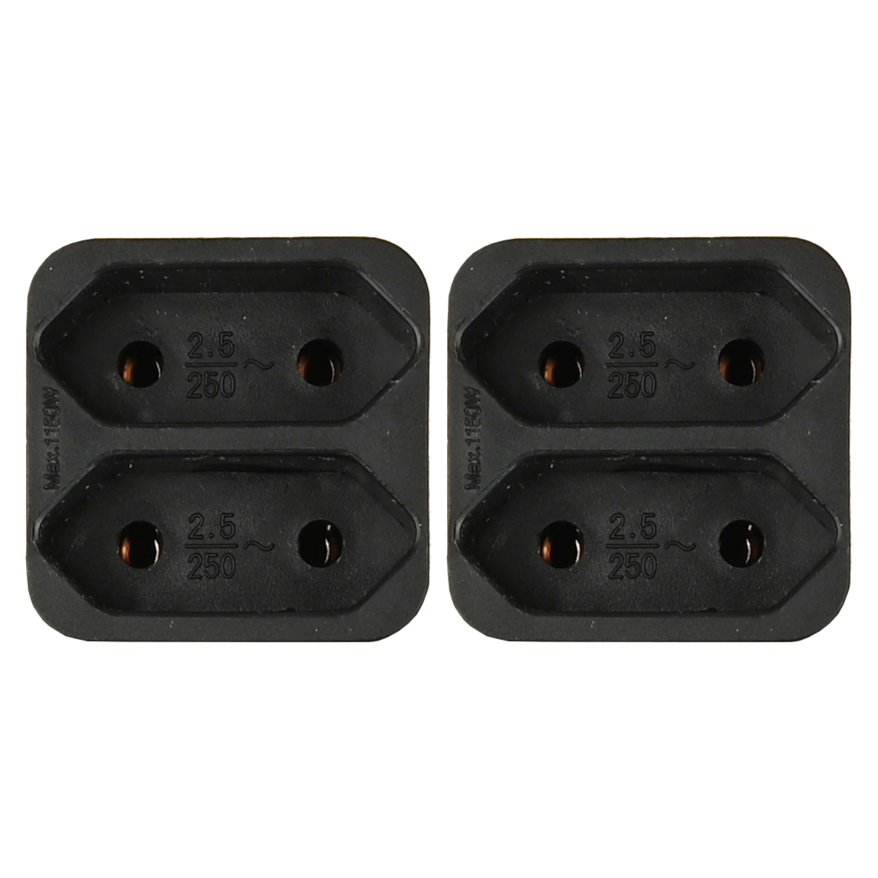 Stopcontact splitter 2x duo zwart voor 2 platte stekkers verdeelstekkers