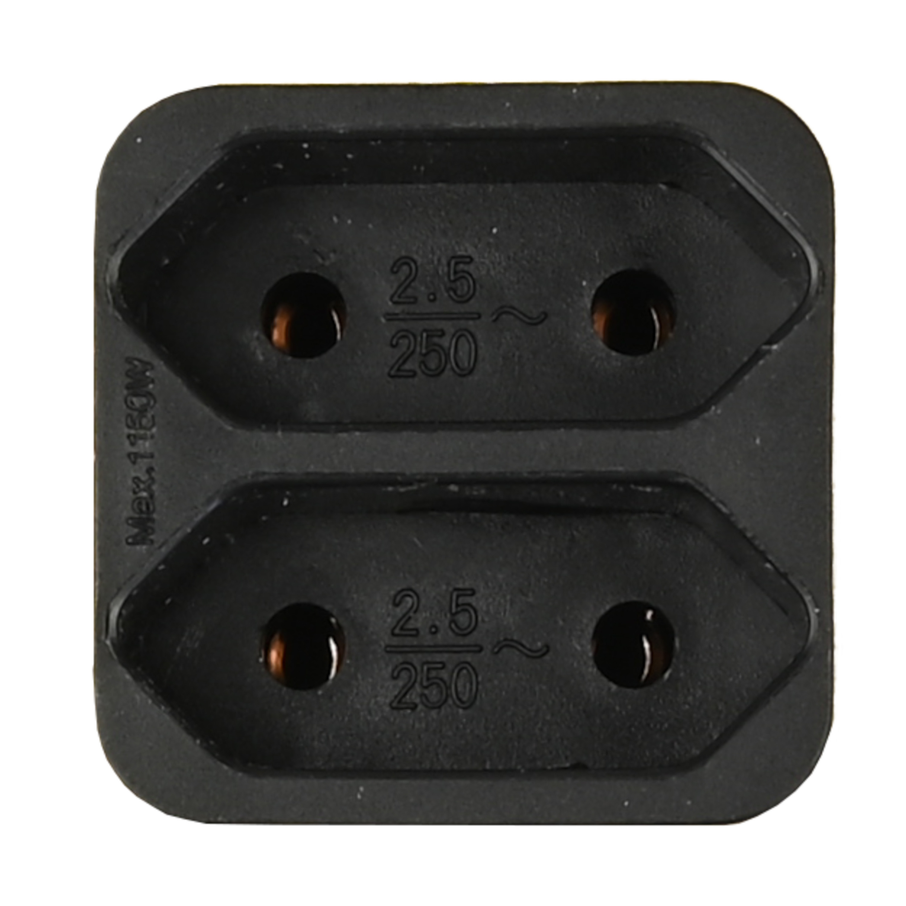 Stopcontact splitter duo zwart voor 2 platte stekkers verdeelstekkers