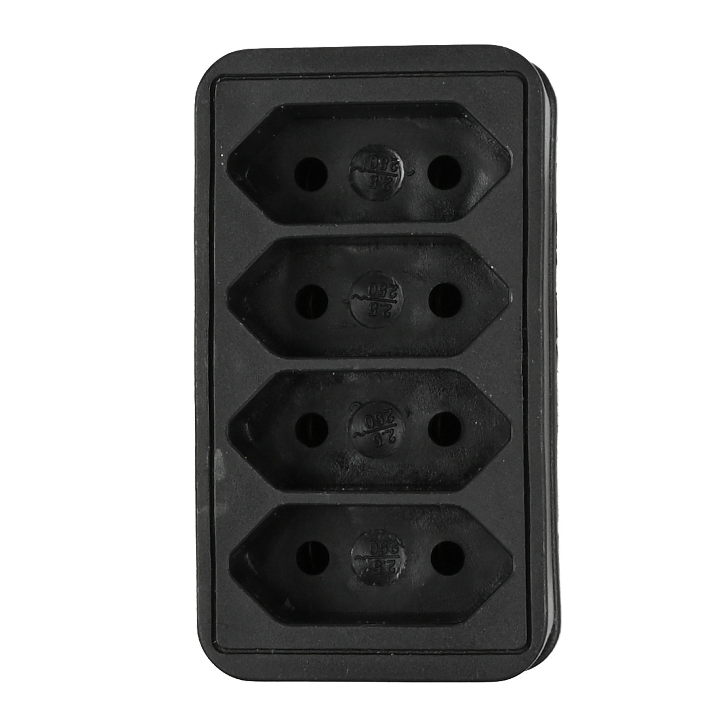 Stopcontact splitter quattro zwart voor 4 platte stekkers verdeelstekkers