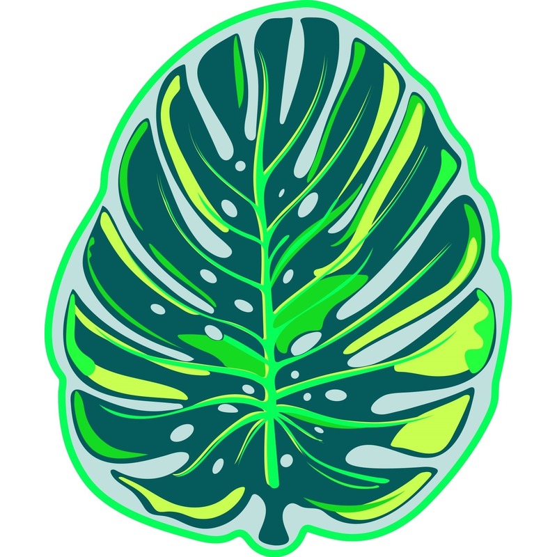 Strandlaken-badlaken groen monstera-tropisch blad Foglia 130 x 155 cm
