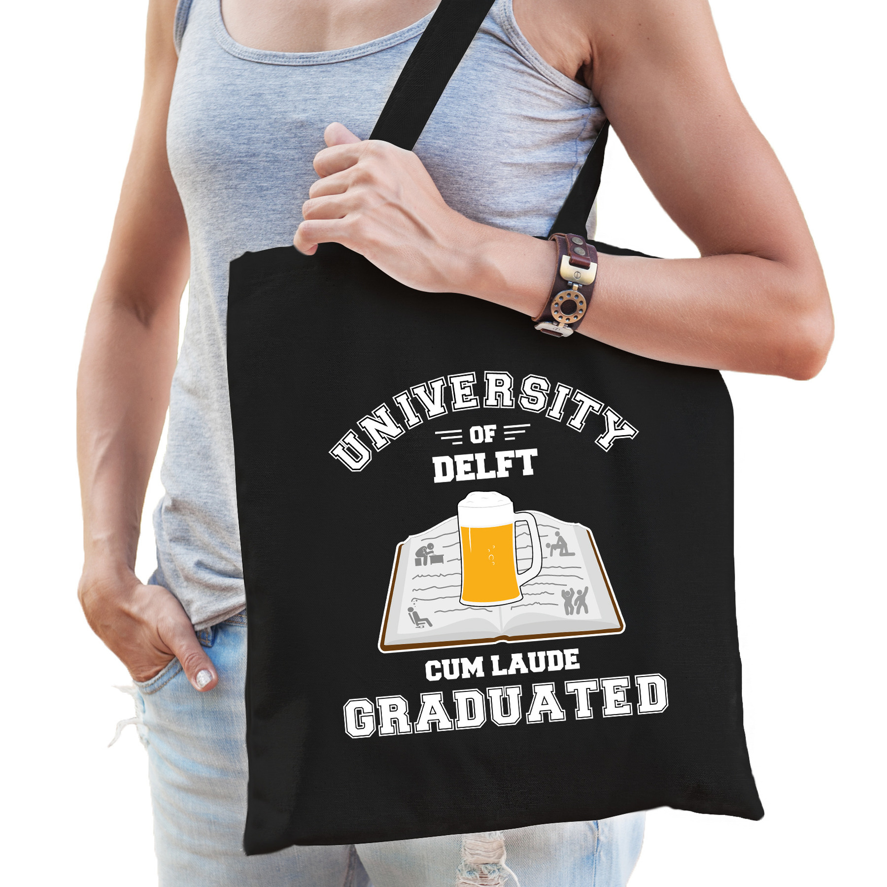 Studenten verkleed tas zwart university of Delft voor dames