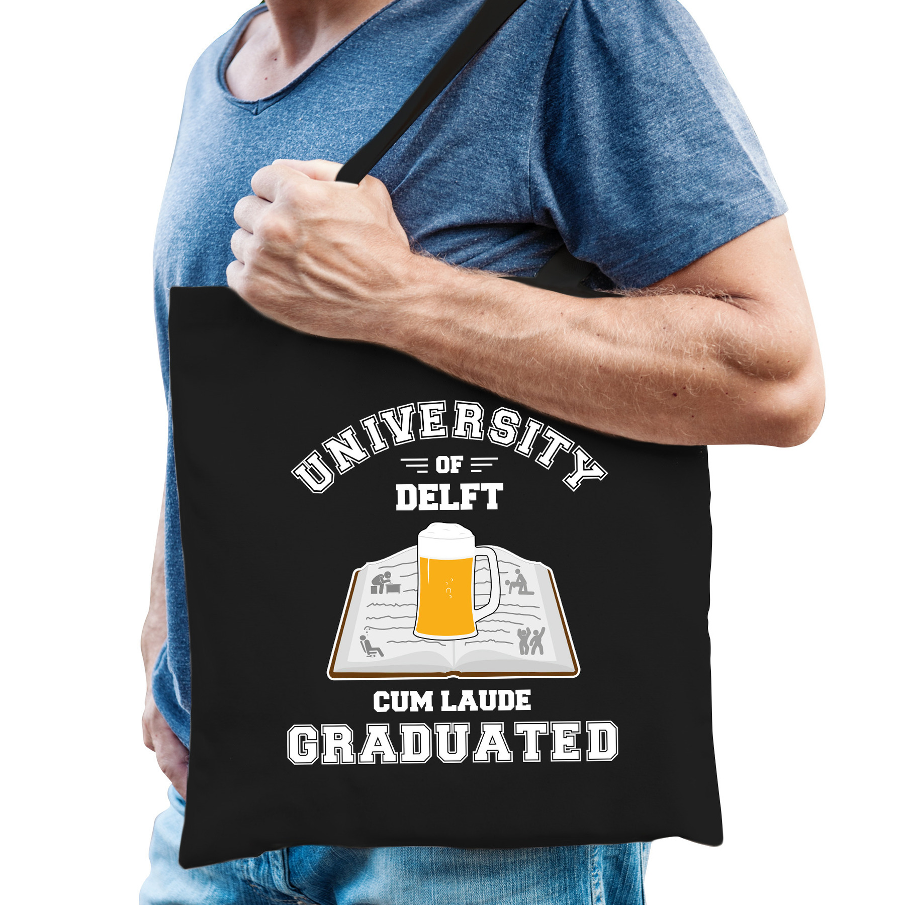 Studenten verkleed tas zwart university of Delft voor heren