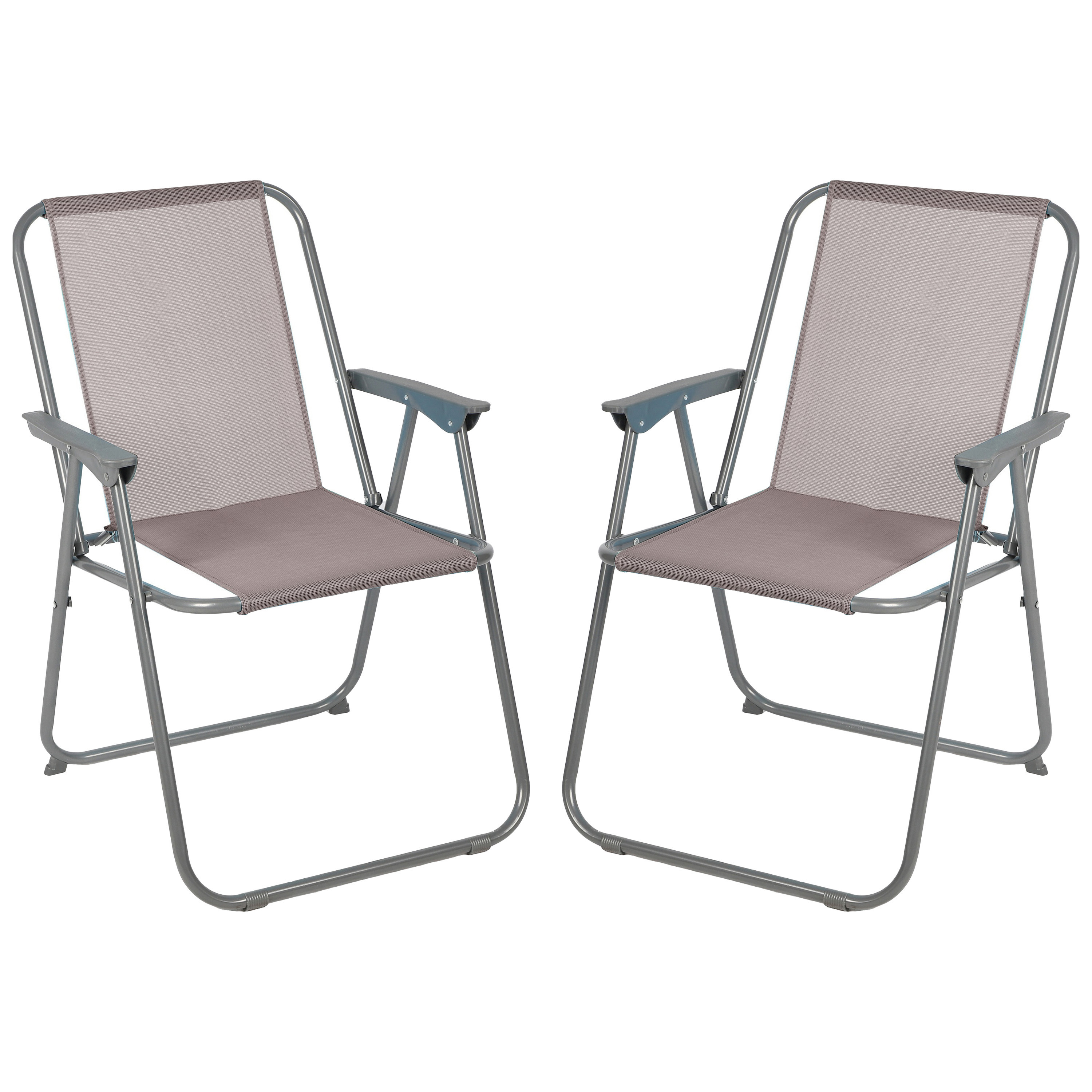 Sunnydays camping-strand stoel 2x aluminium inklapbaar beige L53 x B55 x H75 cm
