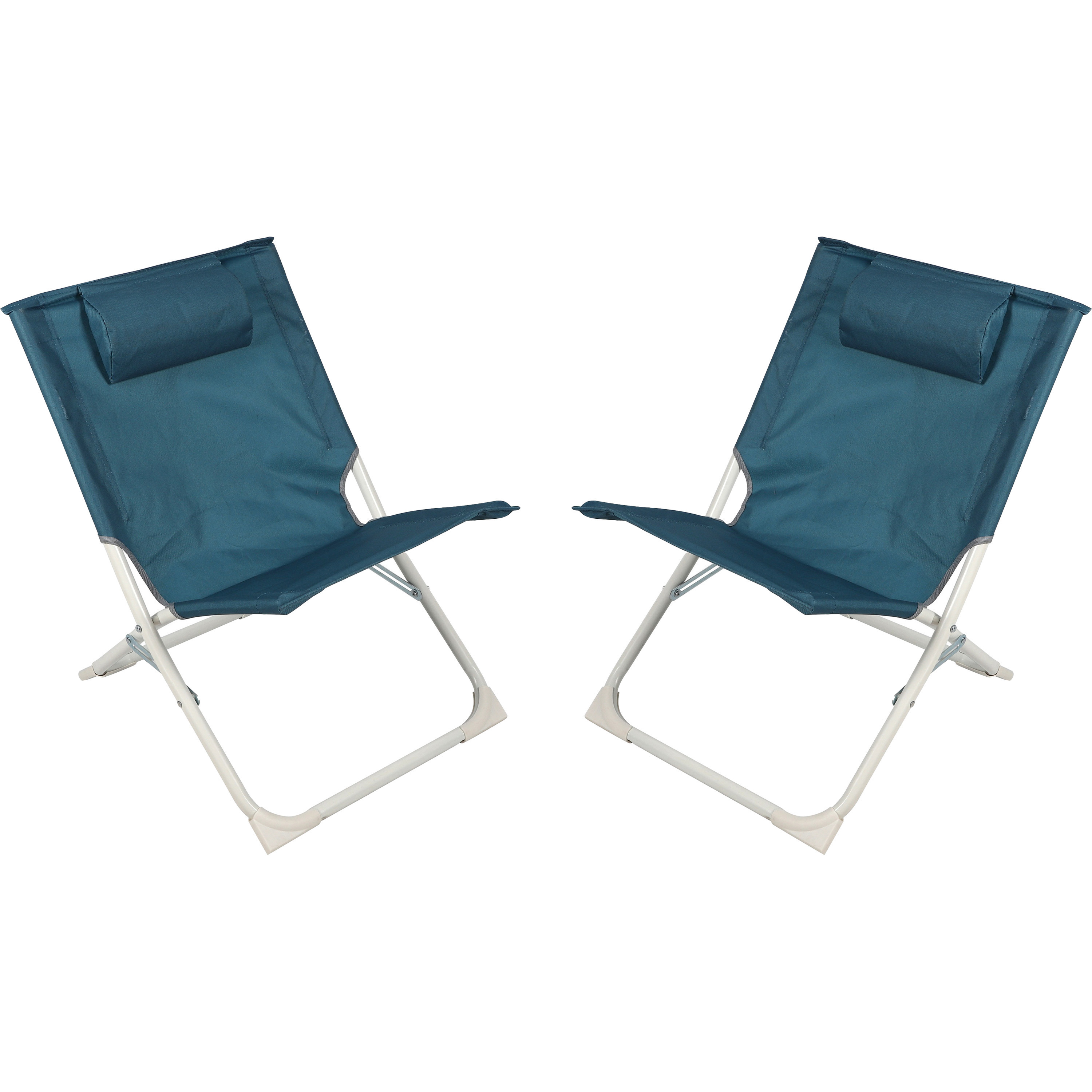 Sunnydays camping-strand stoel 2x aluminium inklapbaar blauw L49 x B62 x H61 cm
