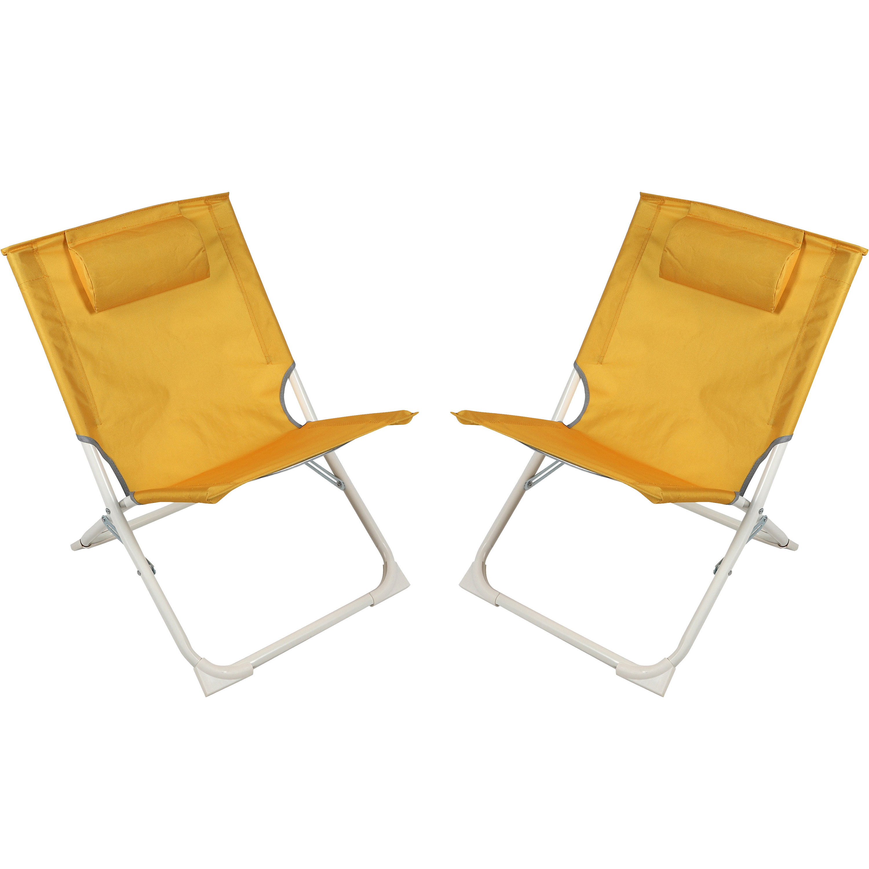 Sunnydays camping-strand stoel 2x aluminium inklapbaar geel L49 x B62 x H61 cm