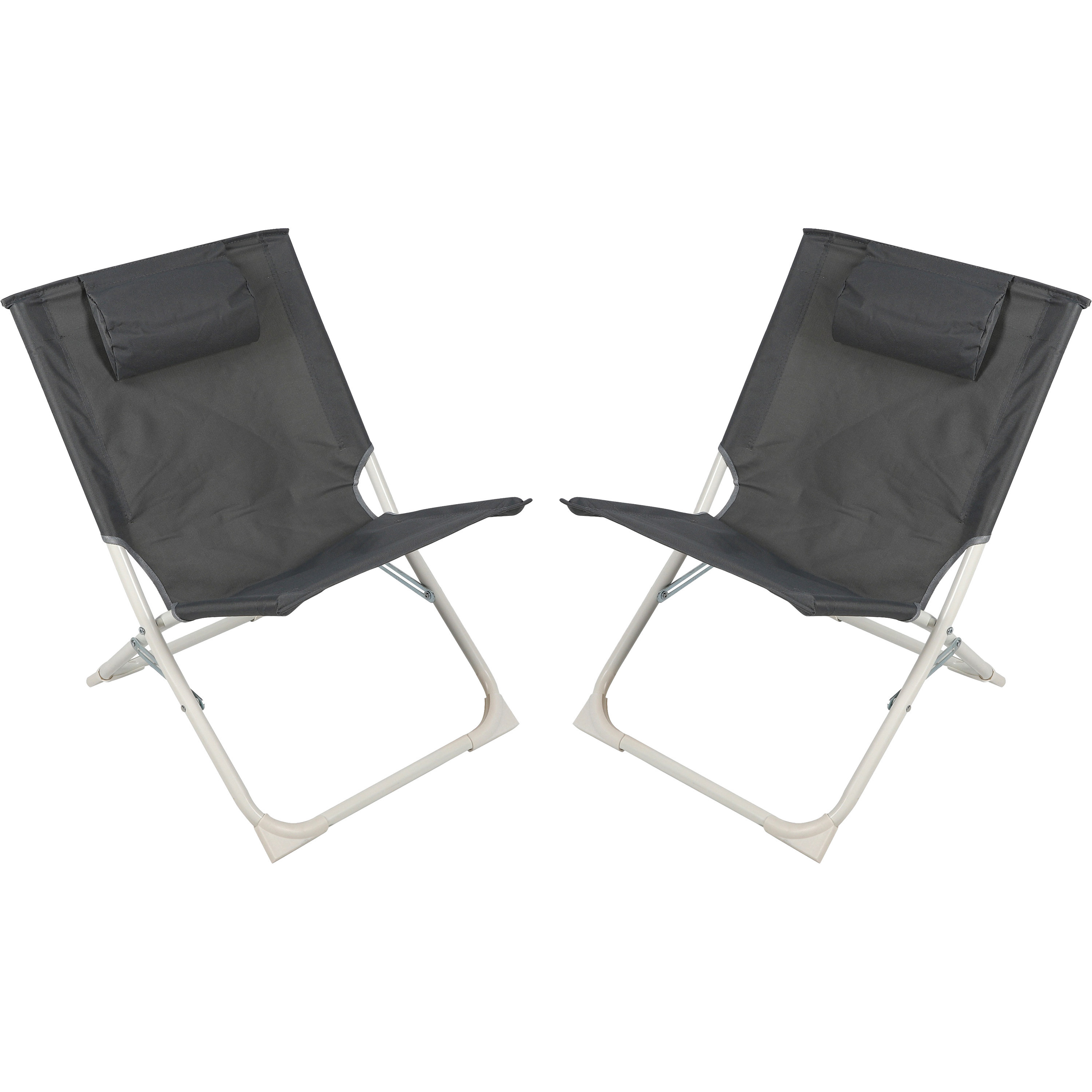 Sunnydays camping-strand stoel 2x aluminium inklapbaar grijs L49 x B62 x H61 cm