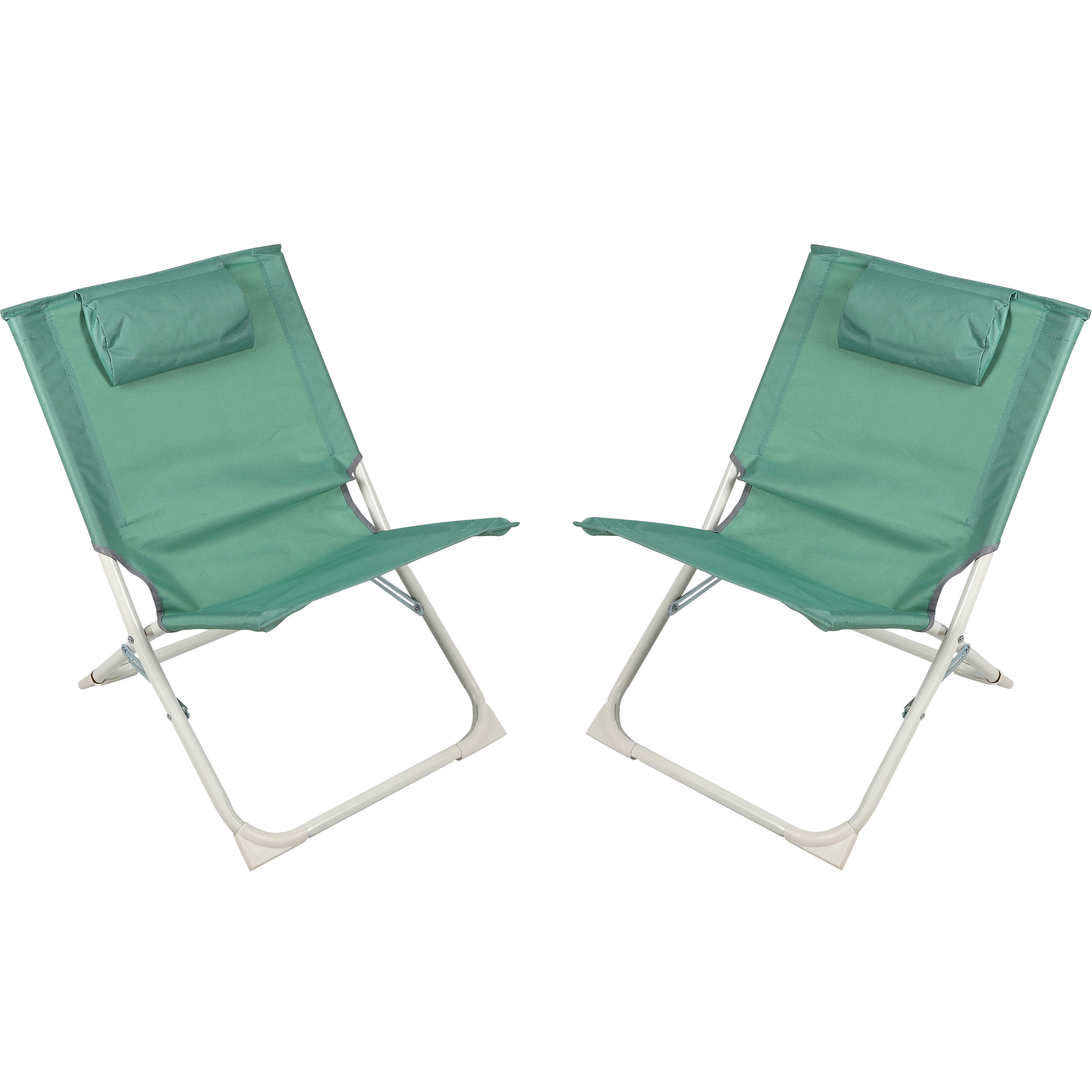 Sunnydays camping-strand stoel 2x aluminium inklapbaar groen L49 x B62 x H61 cm