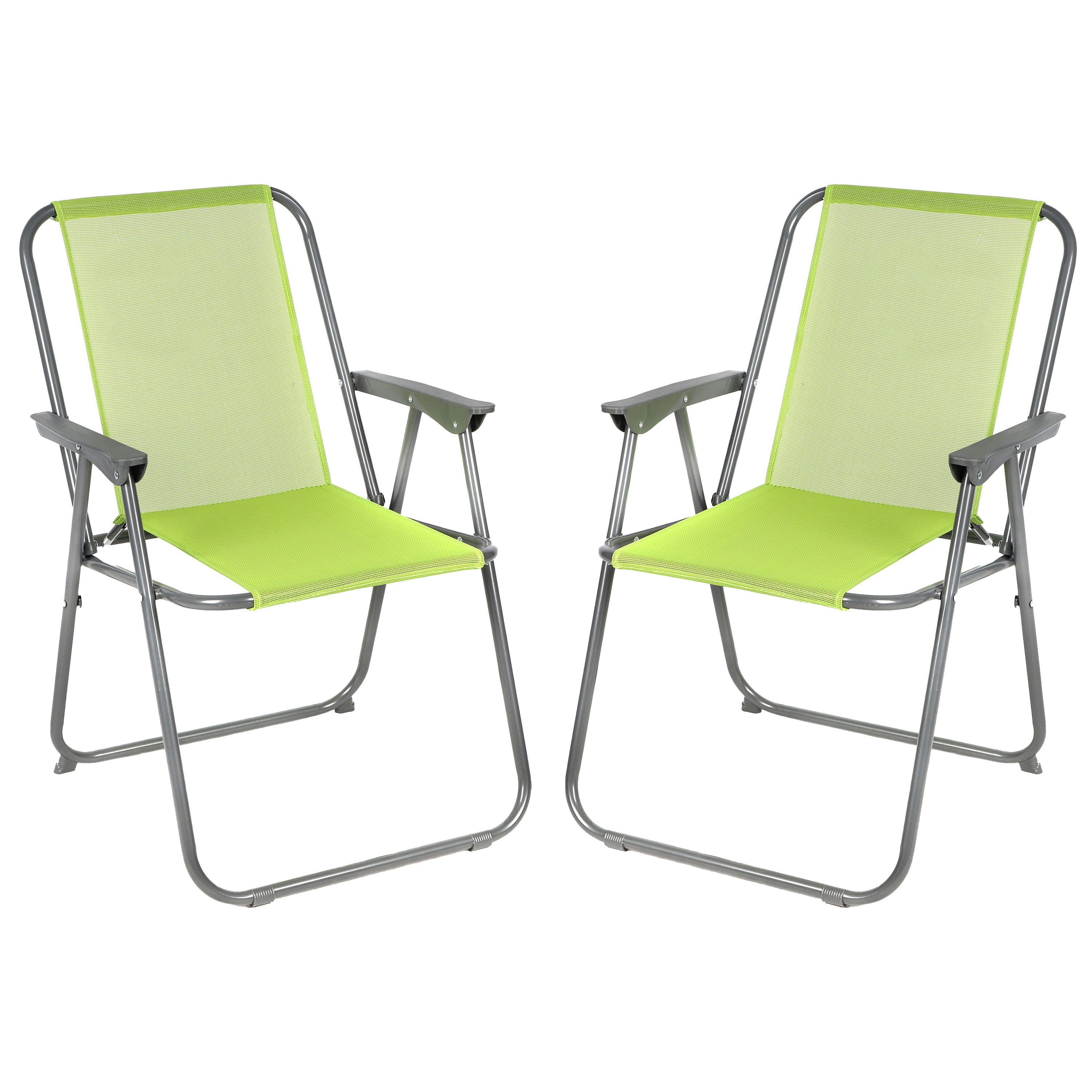 Sunnydays camping-strand stoel 2x aluminium inklapbaar groen L53 x B55 x H75 cm