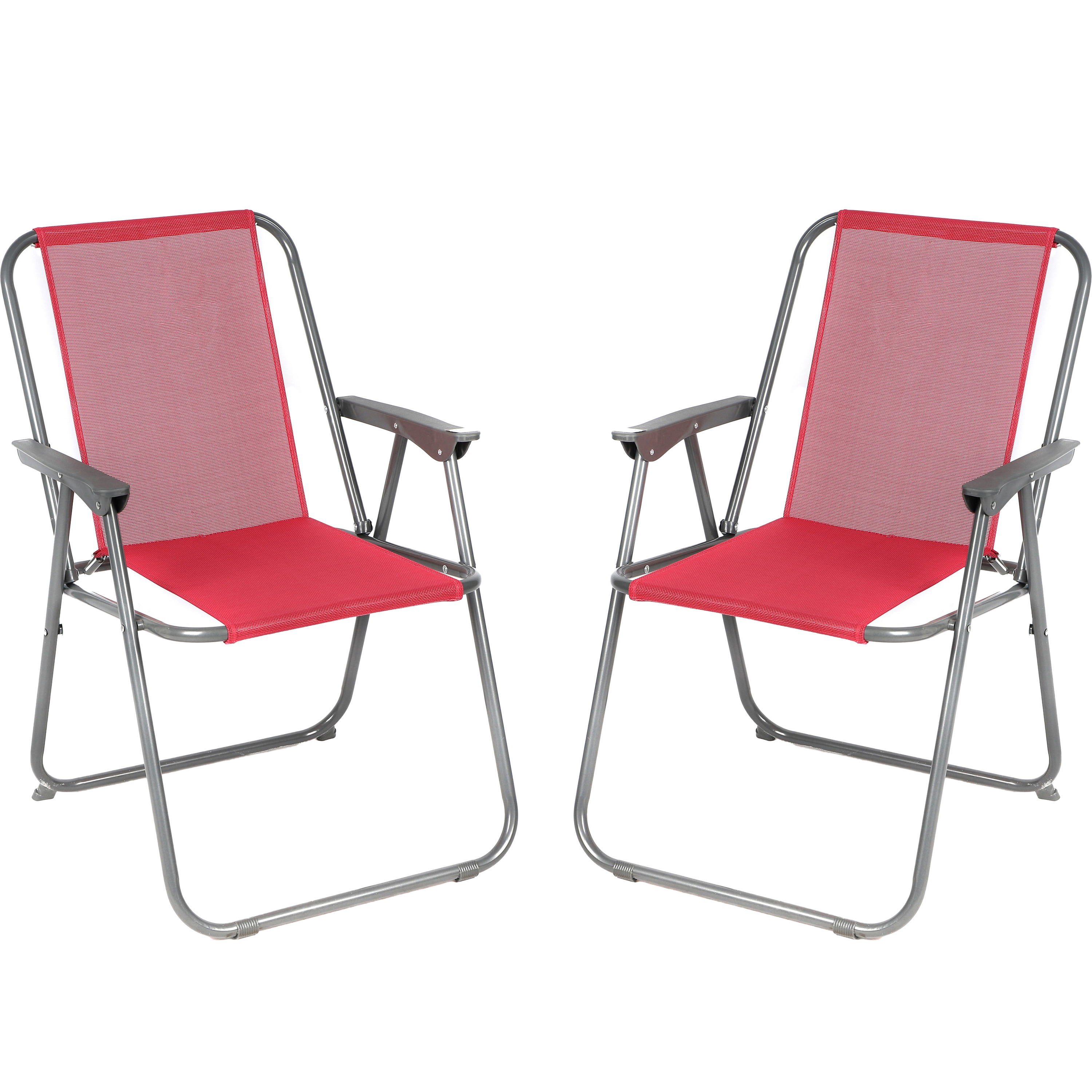 Sunnydays camping-strand stoel 2x aluminium inklapbaar roze L53 x B55 x H75 cm