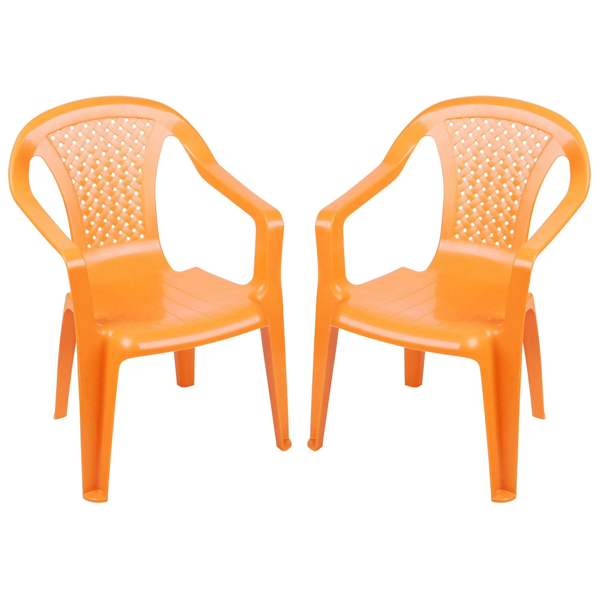 Sunnydays Kinderstoel 2x oranje kunststof buiten-binnen L37 x B35 x H52 cm