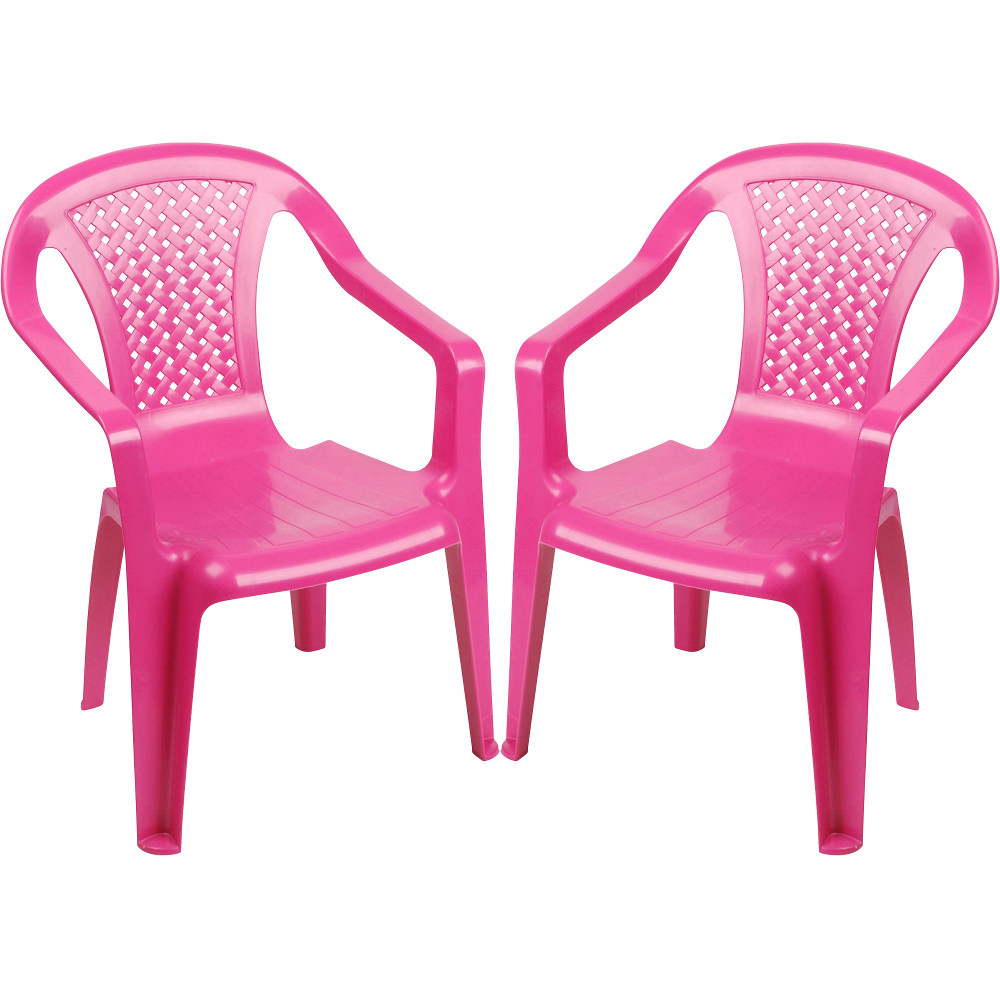 Sunnydays Kinderstoel - 2x - roze - kunststof - buiten/binnen - L37 x B35 x H52 cm -