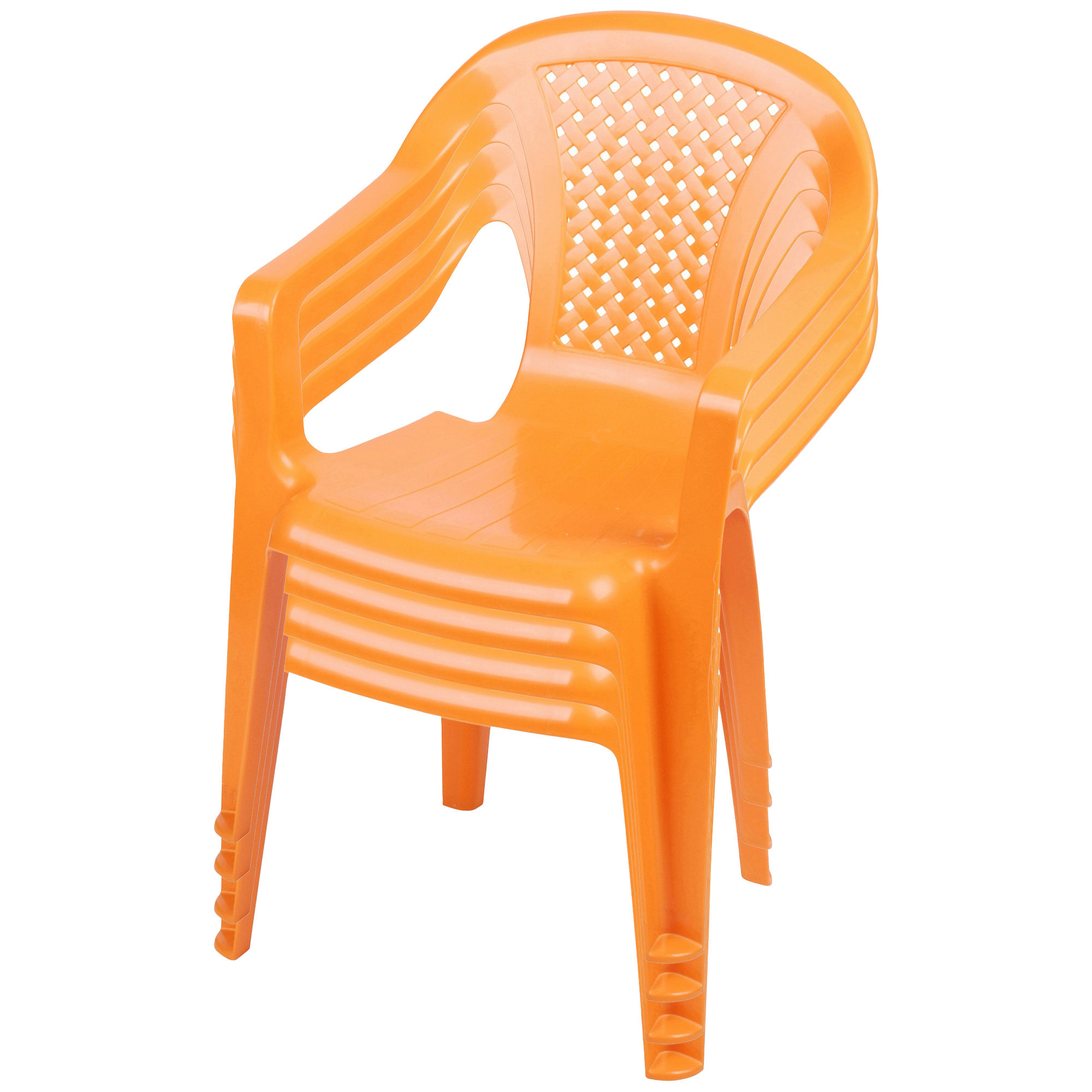 Sunnydays Kinderstoel 4x oranje kunststof buiten-binnen L37 x B35 x H52 cm