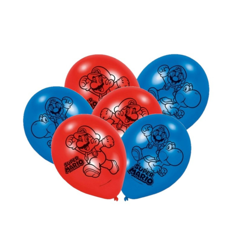 Super Mario thema ballonnen 12x stuks -