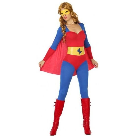 Superheld verkleed pak/kostuum blauw/rood voor dames
