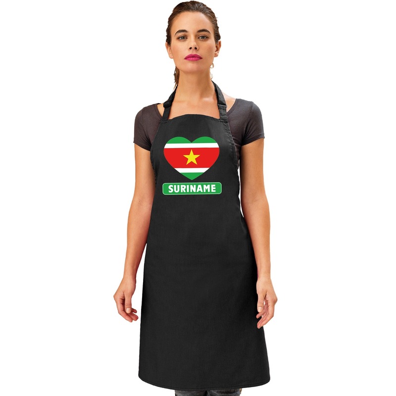 Suriname hart vlag barbecueschort/ keukenschort zwart