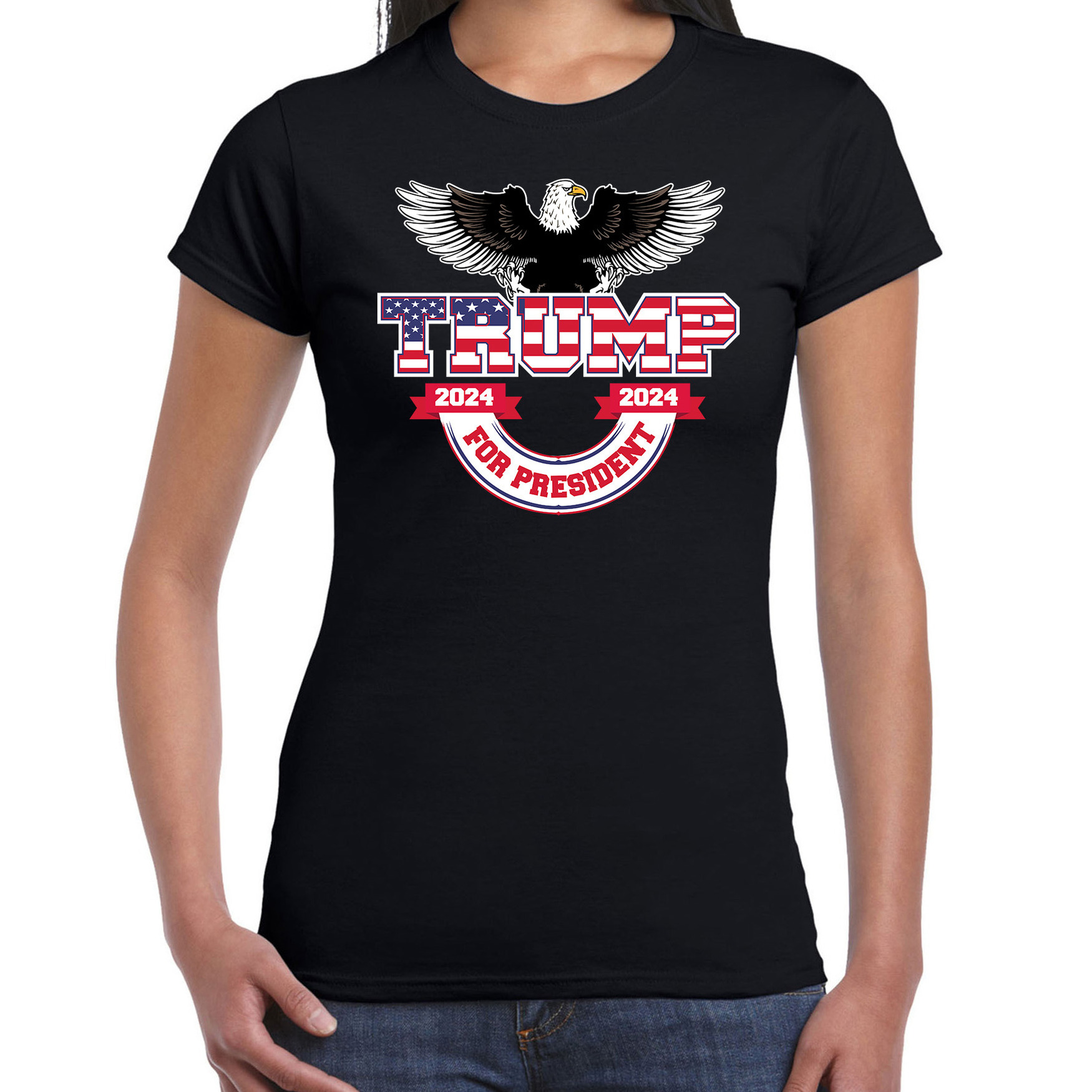 T-shirt Trump dames - American eagle - fout/grappig voor carnaval M -