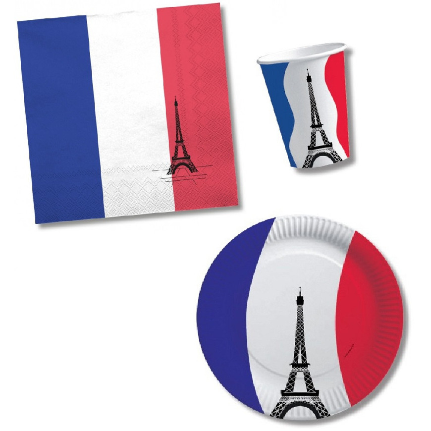 Tafel dekken versiering set vlag Frankrijk thema voor 40x personen -