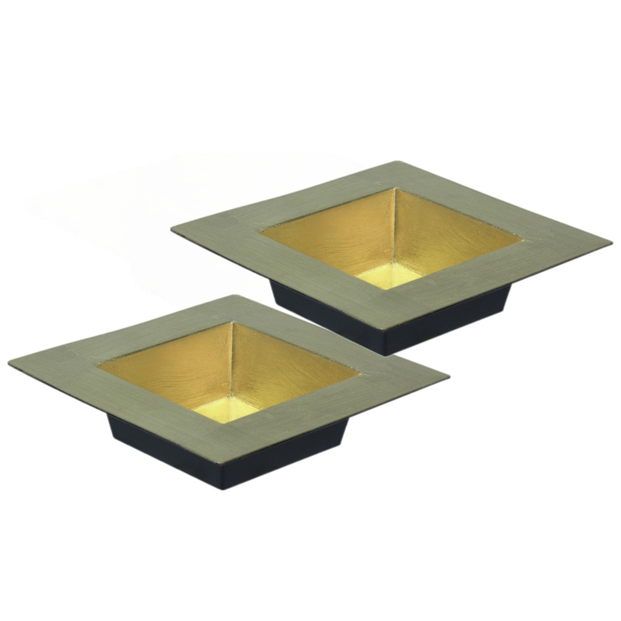 Tafel dienblad-plateau-tray 2x goud 20 x 20 cm kunststof vierkant