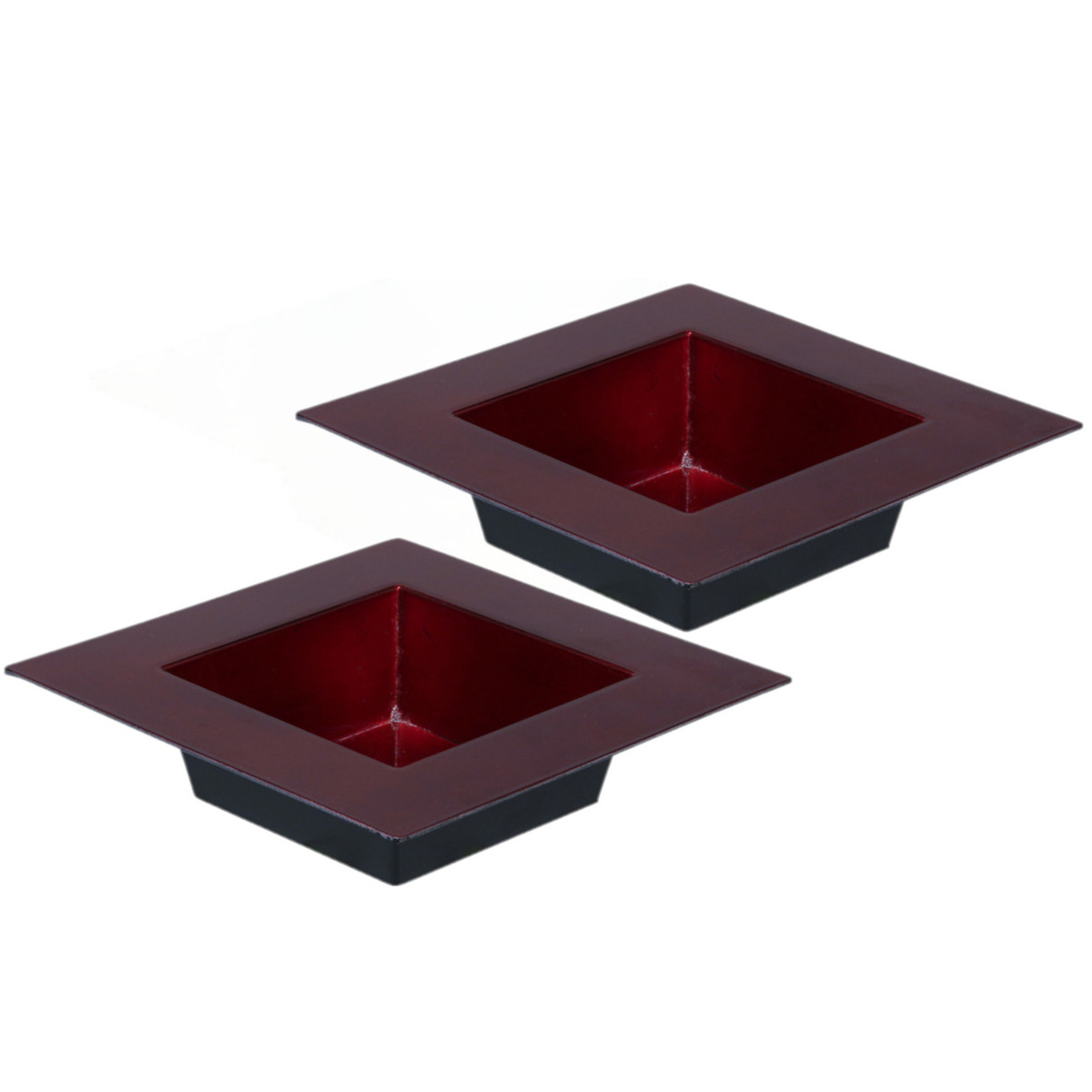 Tafel dienblad-plateau-tray 2x rood 20 x 20 cm kunststof vierkant