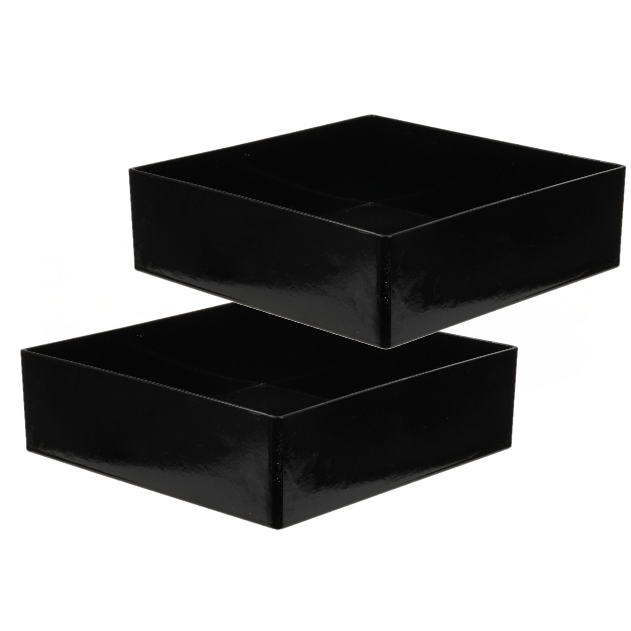 Tafel dienblad-plateau-tray 2x zwart -20 x 20 cm kunststof vierkant