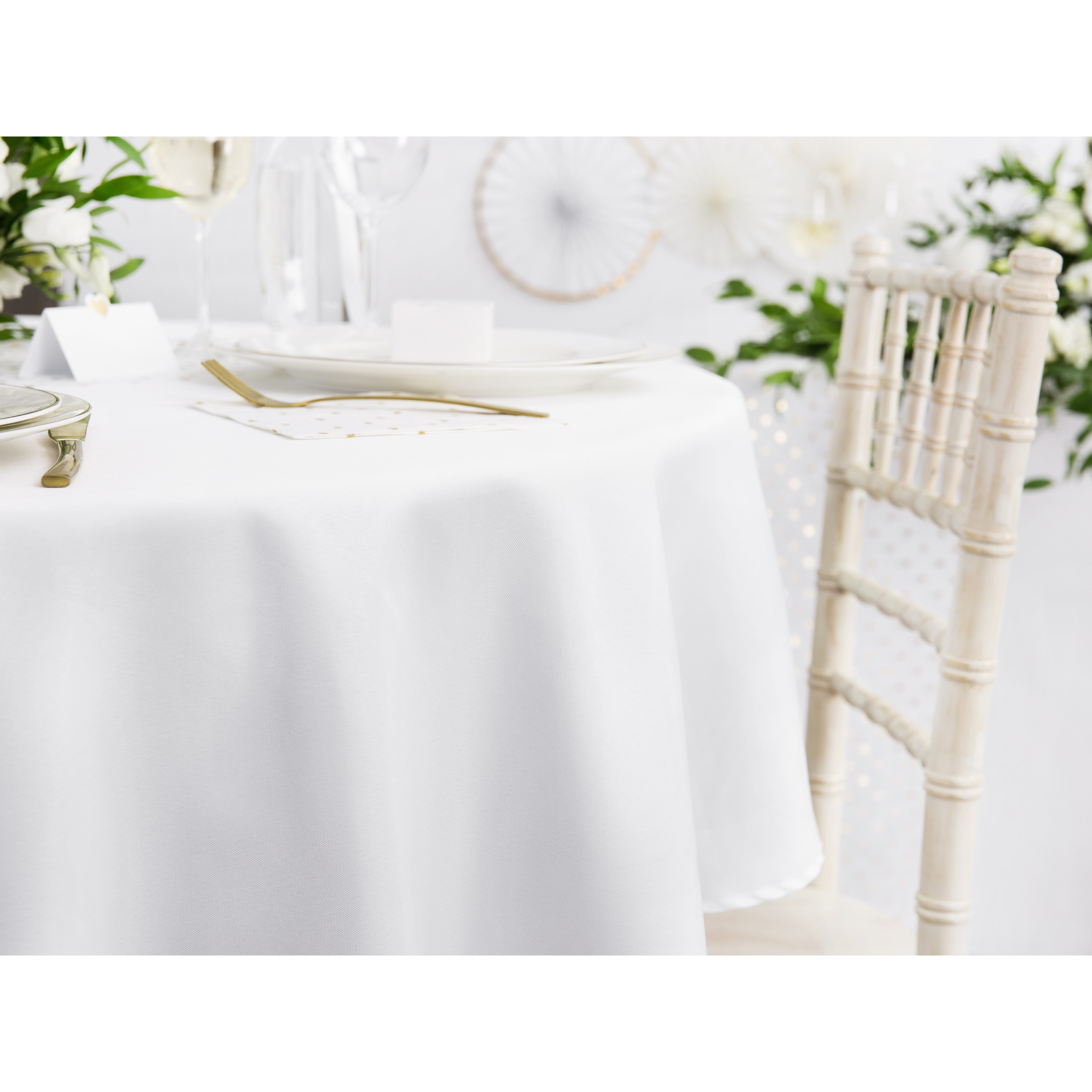 Tafelkleed-tafellaken rond wit 280 cm polyester Bruiloft tafelkleden