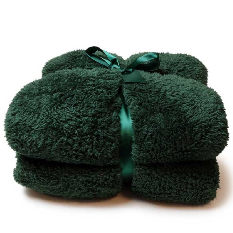 Teddy plaid-deken donker groen polyester 150 x 200 cm