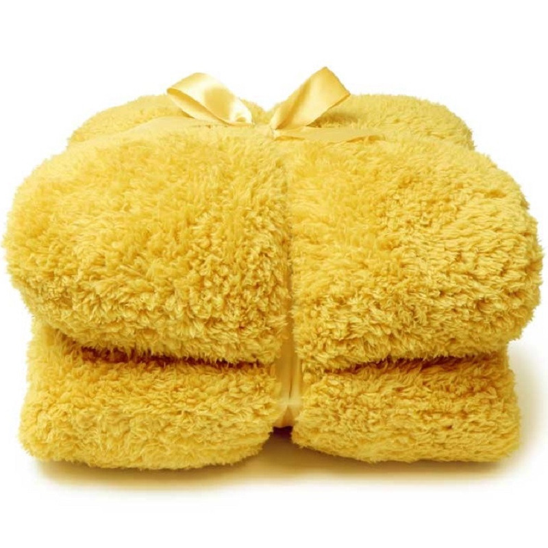 Teddy plaid-deken geel polyester 150 x 200 cm