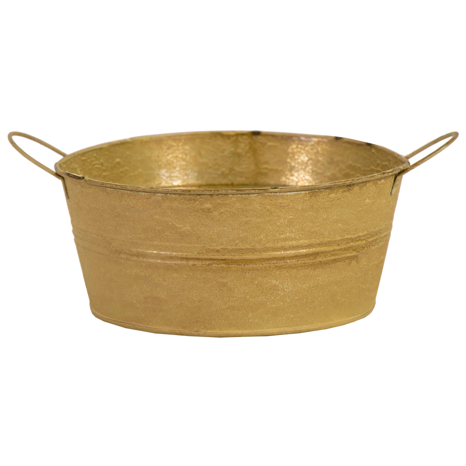 Teil/emmer/plantenpot - zink - oud goud - D19 x H9 cm
