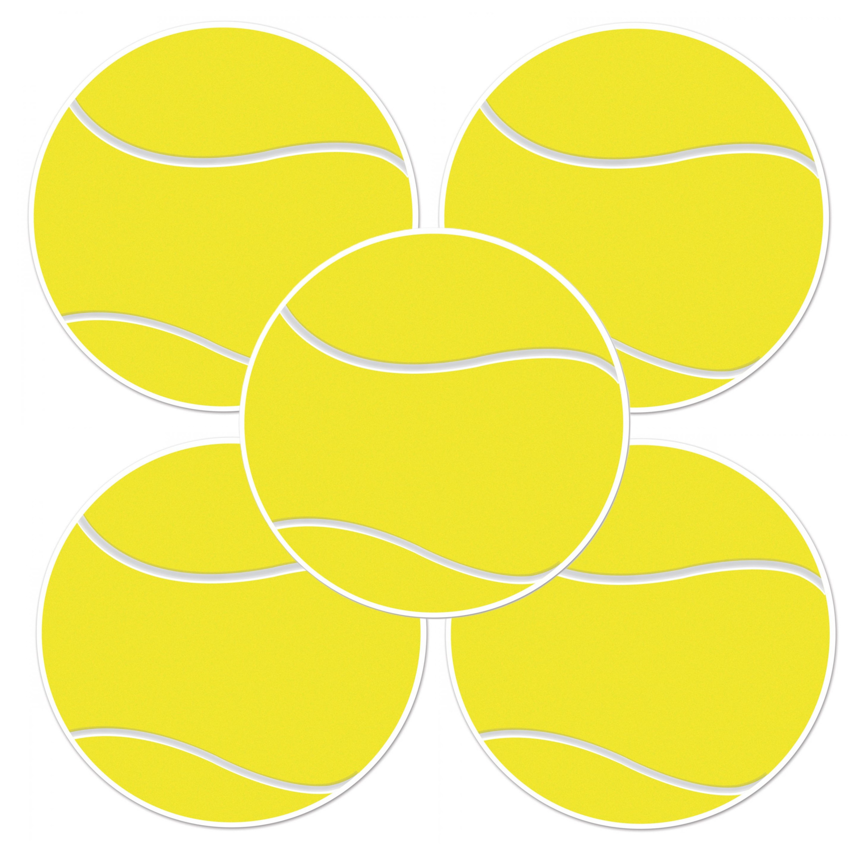 Tennisbal sport decoratie sticker versiering 5x geel dia 13 cm vinyl