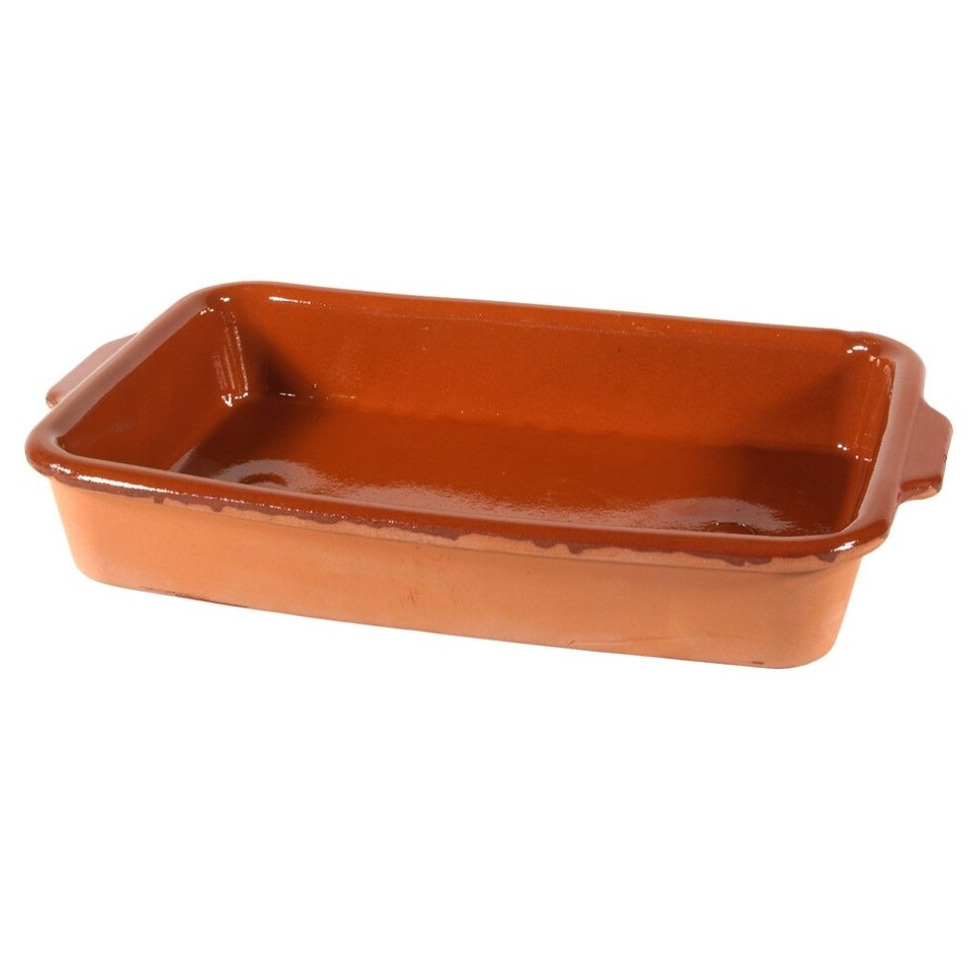 Terracotta ovenschaal-serveerschalen Pamplona 4 liter bruin