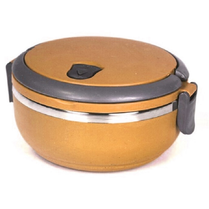 Stapelbare thermische lunchbox / warme maaltijd box oranje 17 x 15 x 9 cm - Voedsel bewaarbakjes / lunchboxen / warme maaltijd box