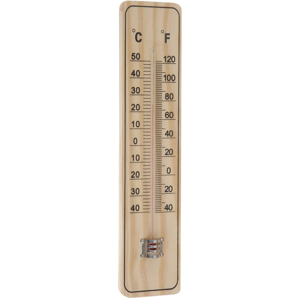 Thermometer binnen-buiten hout 22,5 x 5 cm