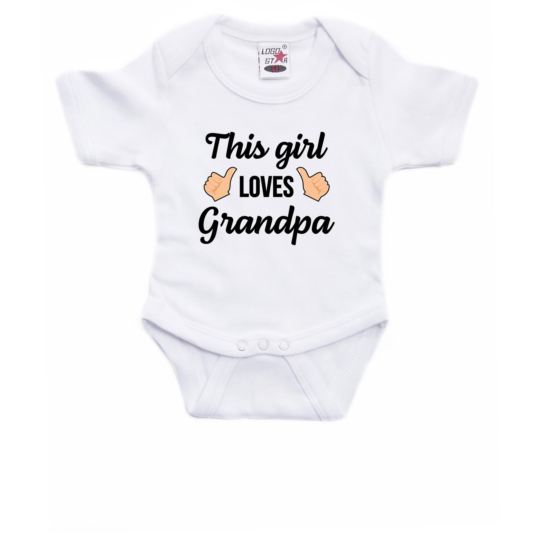 This girl loves grandpa cadeau baby rompertje wit meisjes