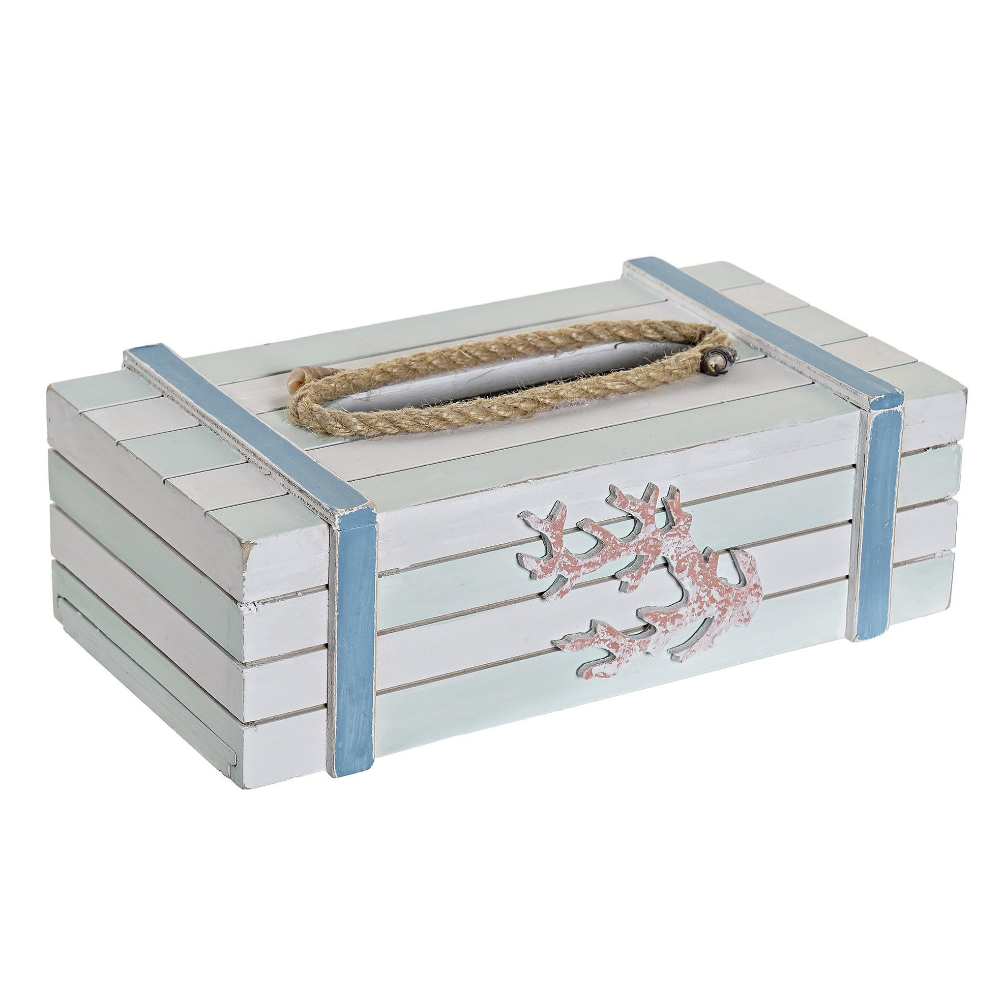 Tissuedoos-tissuebox wit rechthoekig van hout 22 x 14 x 8 cm