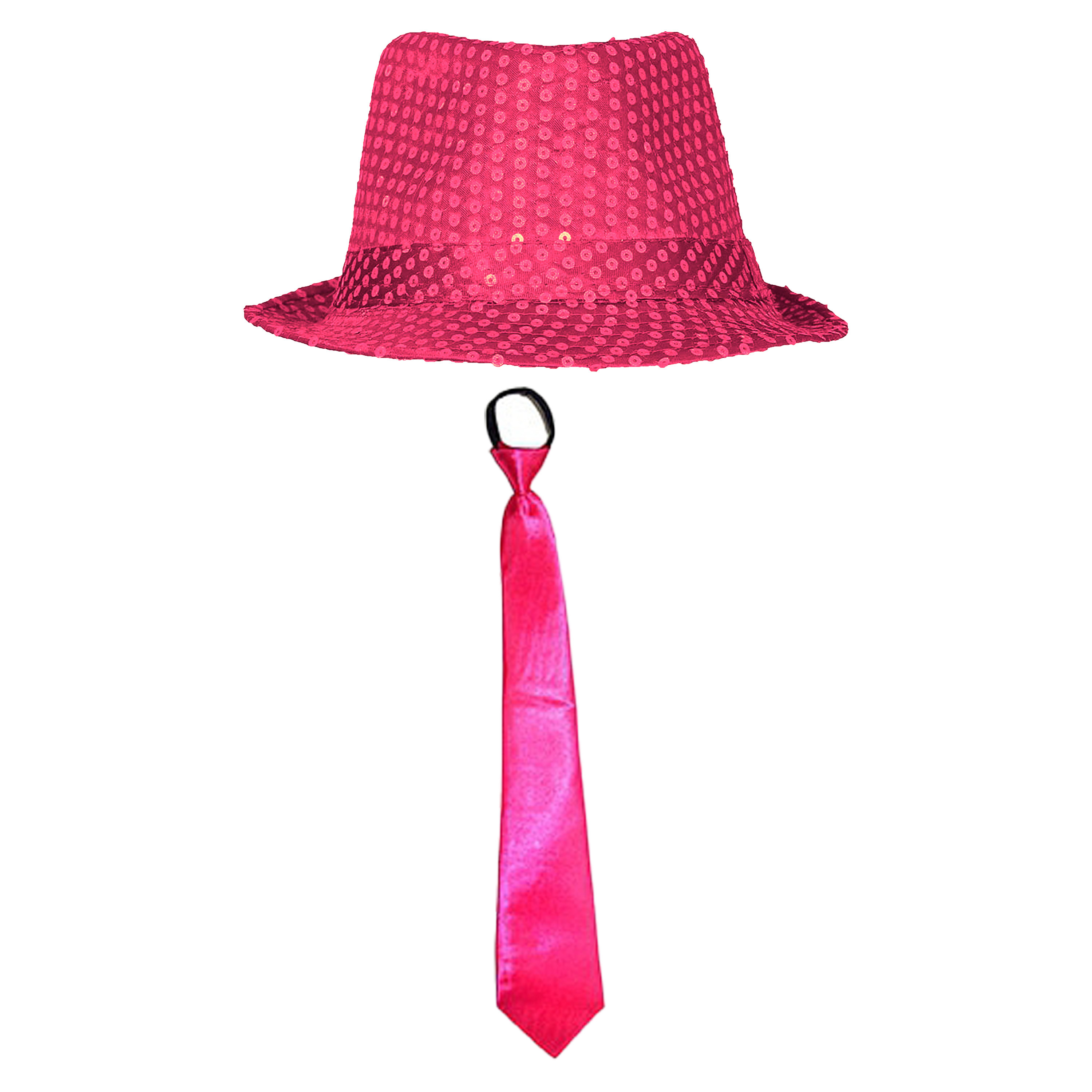 Toppers Carnaval verkleed set hoedje en stropdas fuchsia roze volwassenen