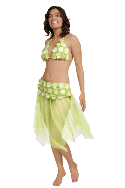 Toppers Groene Hawaii rok en bikini