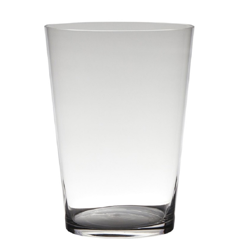 Transparante home-basics conische vaas-vazen van glas 30 x 22 cm
